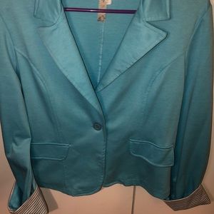 Cotton blazer with cuffed striped sleeves